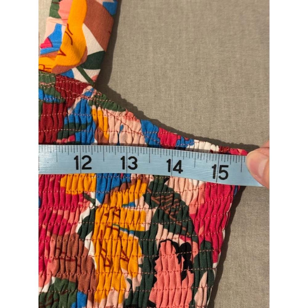 Women's Unbranded Midi Sun Dress S Pink Multi-color Floral Smocked - Picture 7 of 10